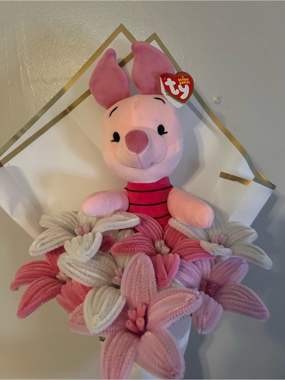 TY Pink Piglet Plush Bouquet - Piglet Teddy Gift